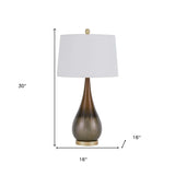 30" Taupe Metal Table Lamp With White Empire Shade