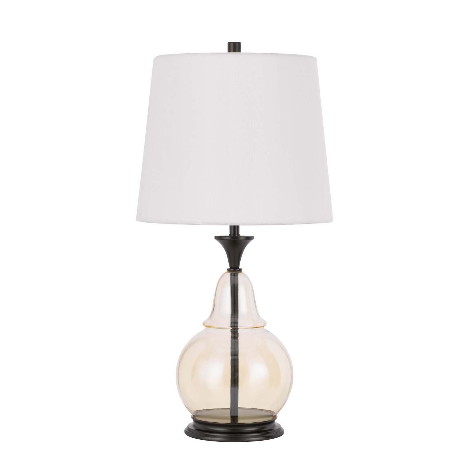 28" Clear Metal Table Lamp With White Empire Shade