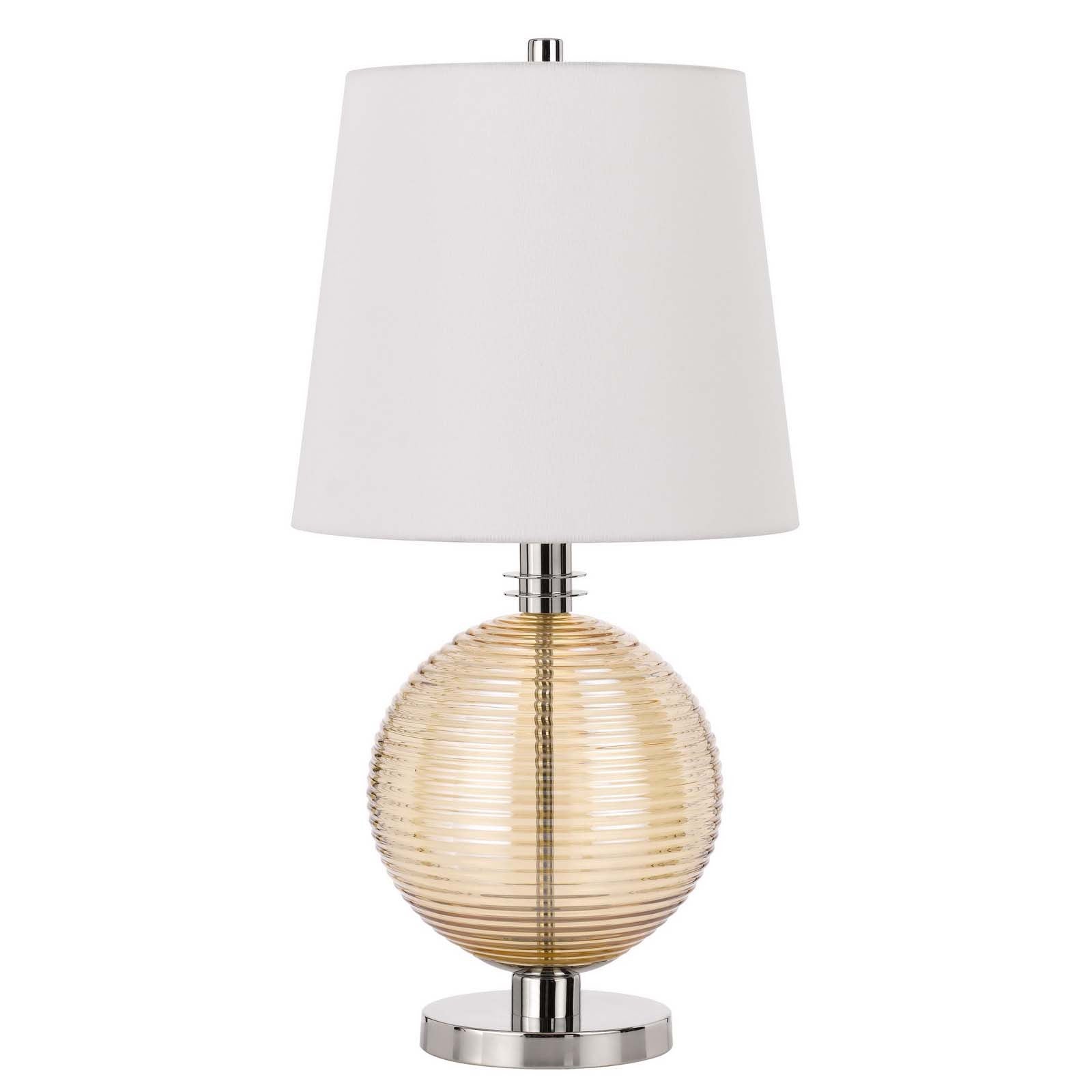 28" Nickel Metal Table Lamp With White Empire Shade