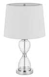 24" Clear Metal Table Lamp With White Empire Shade