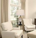 31" Bronze Glass Table Lamp With White Empire Shade