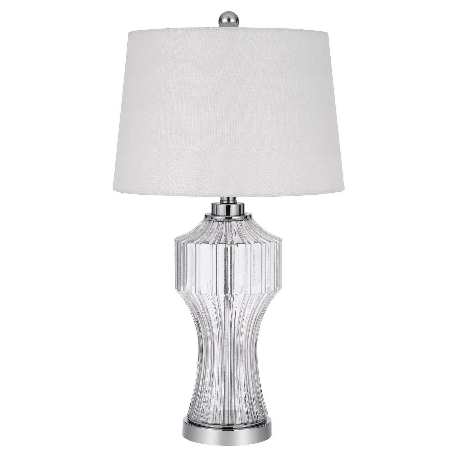 26" Clear Glass Table Lamp With White Empire Shade