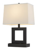 22" Bronze Metal Desk Usb Table Lamp With White Rectangular Shade