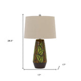 29" Brown Ceramic Table Lamp With Tan Empire Shade