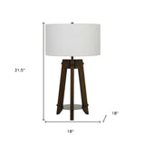 32" Brown Metal Table Lamp With Off White Drum Shade