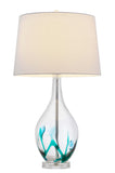 27" Clear Glass Table Lamp With White Empire Shade