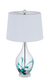 27" Clear Glass Table Lamp With White Empire Shade