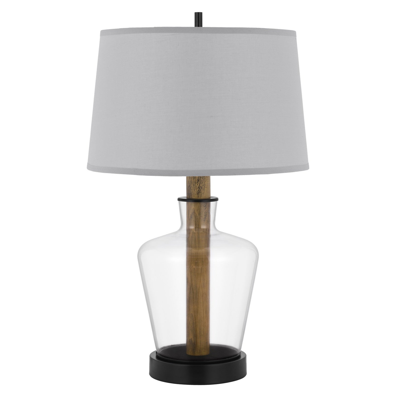 30" Clear Metal Table Lamp With Gray Empire Shade