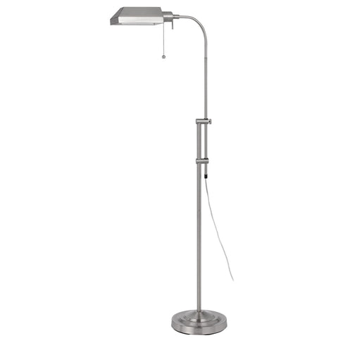 57" Nickel Adjustable Traditional Shaped Floor Lamp With Nickel Square Shade