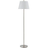 60" Nickel Traditional Shaped Floor Lamp With White Square Shade