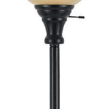 71" Bronze Torchiere Floor Lamp With Beige Frosted Glass Dome Shade