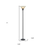 71" Bronze Torchiere Floor Lamp With Beige Frosted Glass Dome Shade