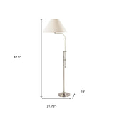 68" Nickel Adjustable Traditional Shaped Floor Lamp With White Empire Shade