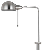 58" Nickel Adjustable Traditional Shaped Floor Lamp With Nickel Dome Shade