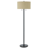 59" Bronze Two Light Traditional Shaped Floor Lamp With Brown Rectangular Shade