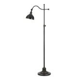 60" Bronze Adjustable Traditional Shaped Floor Lamp With Black Dome Shade