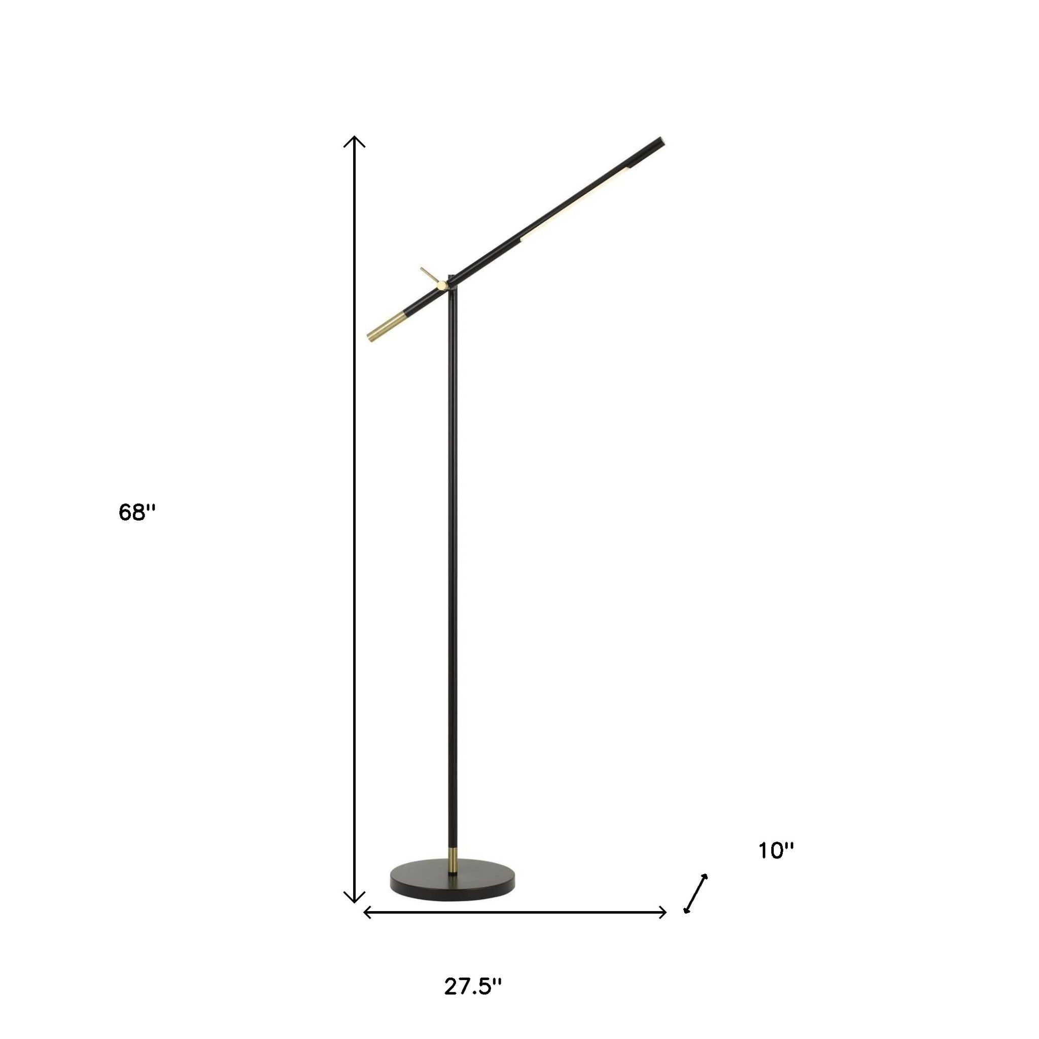 68" Black Adjustable Traditional Shaped Floor Lamp