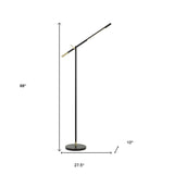 68" Black Adjustable Traditional Shaped Floor Lamp