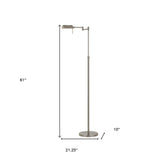 61" Nickel Adjustable Swing Arm Floor Lamp