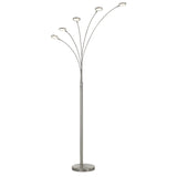 72" Nickel Five Light Led Arc Floor Lamp