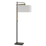 64" Bronze Traditional Shaped Floor Lamp With White Rectangular Shade