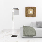 64" Bronze Traditional Shaped Floor Lamp With White Rectangular Shade