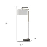 64" Bronze Traditional Shaped Floor Lamp With White Rectangular Shade