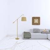 68" Brass Adjustable Traditional Shaped Floor Lamp With Antiqued Brass Drum Shade