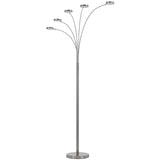 82" Nickel Five Light Led Arc Floor Lamp