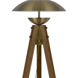 55" Brass Tripod Floor Lamp With Antiqued Brass Dome Shade