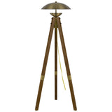 55" Brass Tripod Floor Lamp With Antiqued Brass Dome Shade