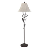 62" Grey Traditional Shaped Floor Lamp With Brown Bell Shade