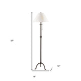 57" Black Traditional Shaped Floor Lamp With White Empire Shade