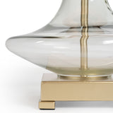 26" Clear Glass LED Table Lamp With Beige Drum Shade