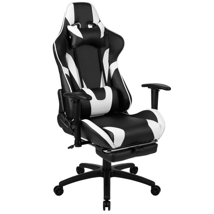 Black Reclining Gaming Chair with Footrest