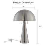 24" Gray Iron Usb Table Lamp With Gray Dome Shade