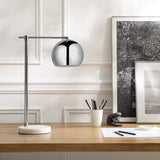 22" Black Iron Desk Table Lamp With Black Dome Shade
