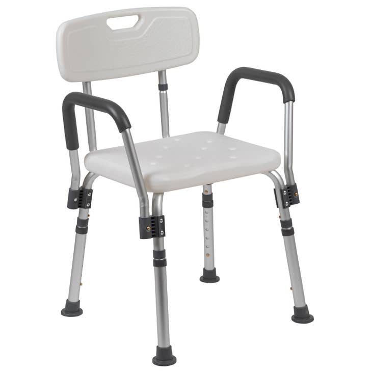 Quick Release Back & Arm White Shower Chair