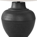 26" Black Metal Urn Table Lamp With Cream Empire Shade