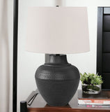 26" Black Metal Urn Table Lamp With Cream Empire Shade