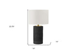 24" Black Cylinder Table Lamp With Ivory Drum Shade