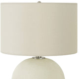 18" Cream Ceramic Round Table Lamp With Cream Drum Shade