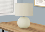 18" Cream Ceramic Round Table Lamp With Cream Drum Shade