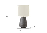 19" Gray Ceramic Round Table Lamp With Ivory Drum Shade