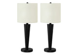 Set of Two 24" Black Metal Candlestick USB Table Lamps With Ivory Drum Shade