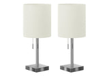 Set of Two 17" Silver Metal Candlestick USB Table Lamps With Ivory Drum Shade