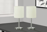 Set of Two 17" Silver Metal Candlestick USB Table Lamps With Ivory Drum Shade