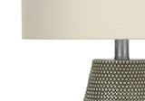 24" Gray Round Table Lamp With Ivory Drum Shade