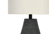 24" Black Round Table Lamp With Ivory Drum Shade