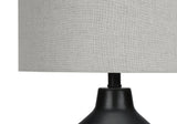 24" Black Concrete Urn Table Lamp With Gray Drum Shade